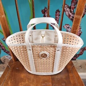 Lilly Pulitzer Tan and Cream Woven Tote